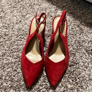 Marc Fisher Red Suede Women's Slingback Heels
